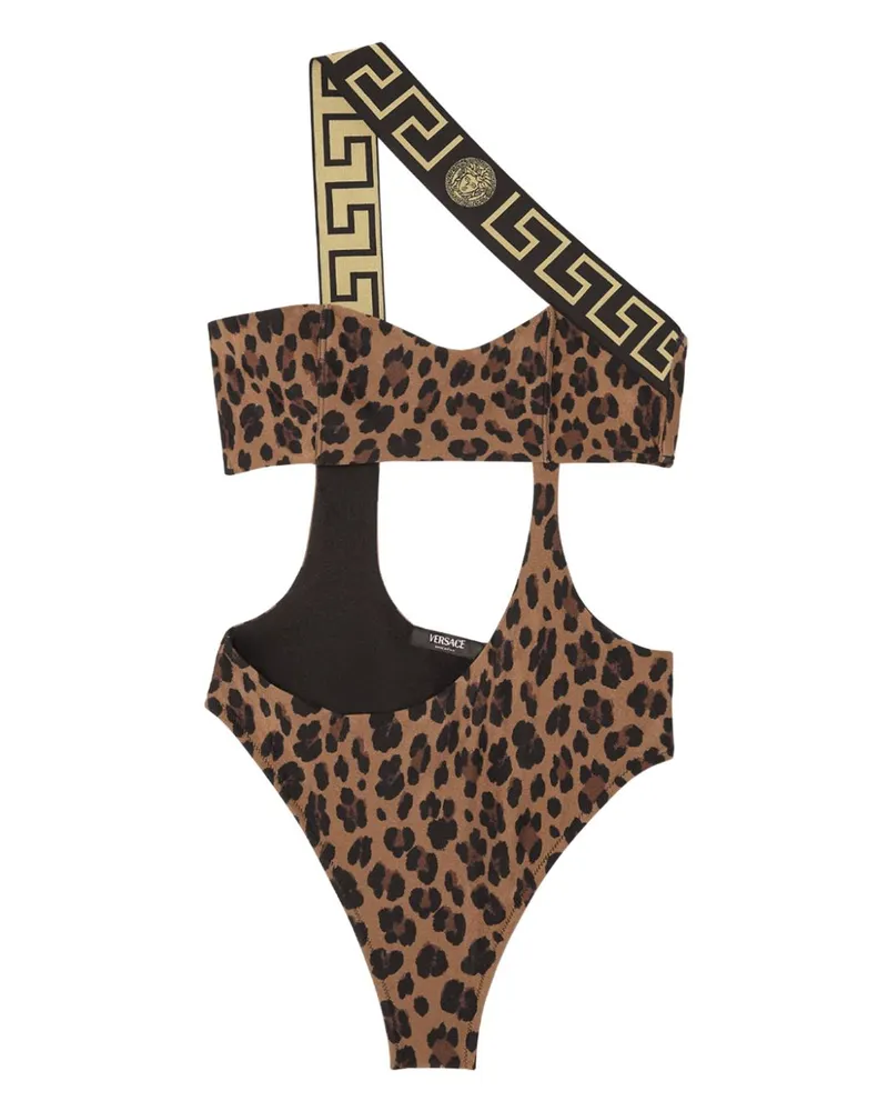 Versace Greca Badeanzug mit Leoparden-Print - Braun Braun