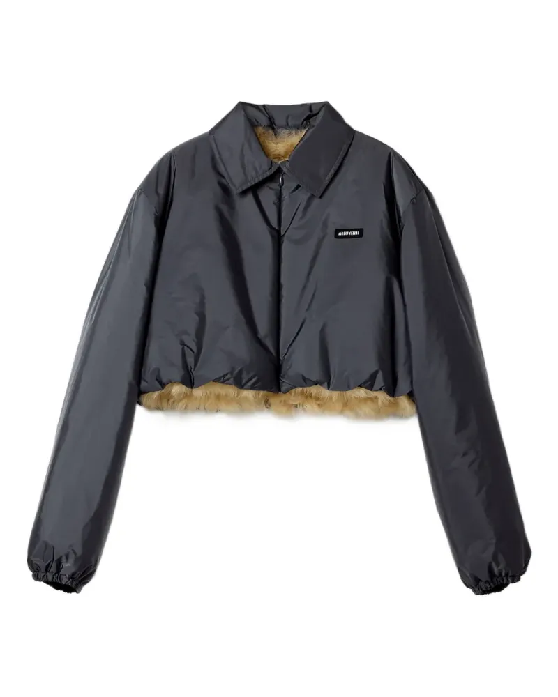 Miu Miu Windbreaker aus Funktionsstoff und Shearling - Grau Grau
