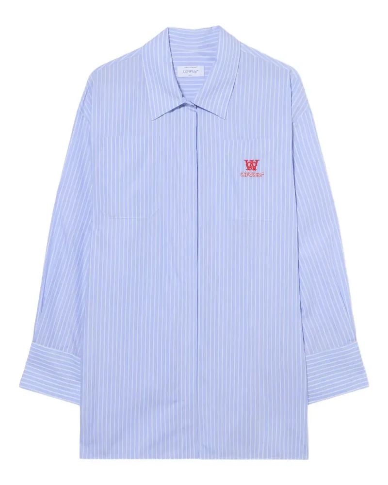 OFF-WHITE striped poplin shirt mini dress - Blau Blau