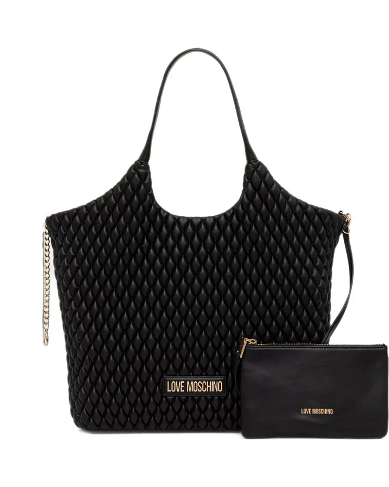 Moschino Tote Bag mit Logo-Schild - Schwarz Schwarz