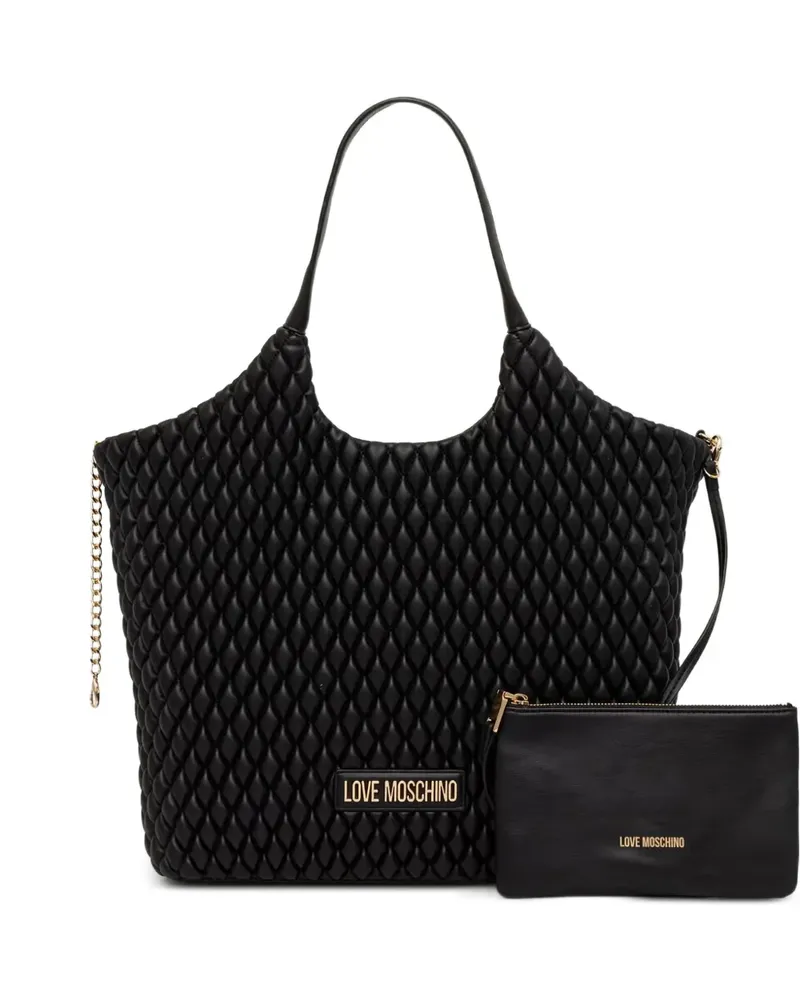 Moschino Tote Bag mit Logo-Schild - Schwarz Schwarz