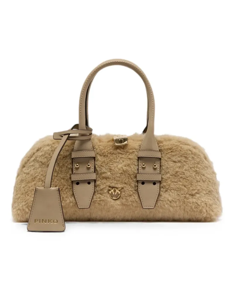 Pinko Tote Bag mit Faux-Shearling-Schnalle - Nude Nude