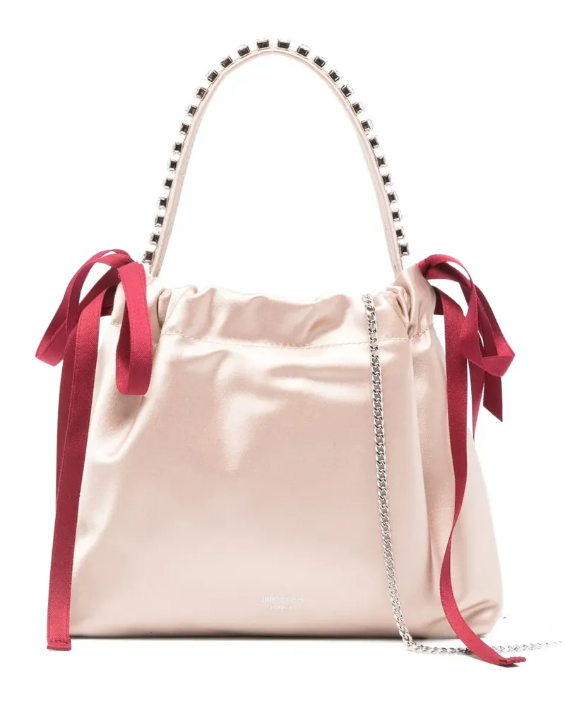 Jimmy Choo drawstring crystal-embellisment top-handle mini bag - Rosa Rosa