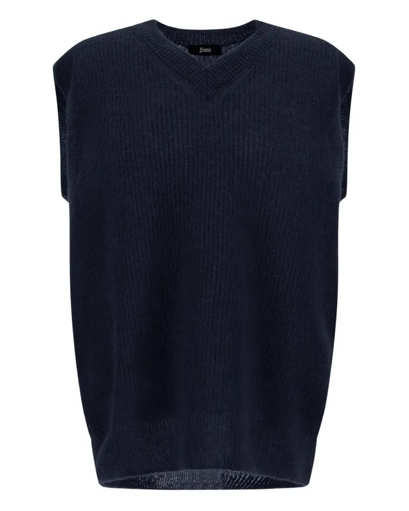Herno Gerippte Weste mit V-Ausschnitt - Blau Blau