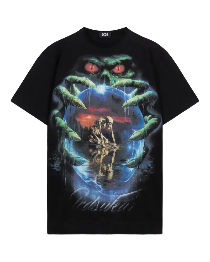 GCDS T-Shirt mit grafischem Print - Schwarz Schwarz