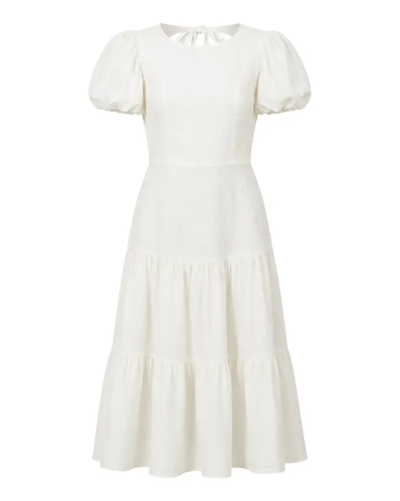The New Society Cala tiered puff-sleeve midi dress - Weiß Weiß