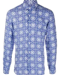 PENINSULA Hemd mit geometrischem Print Blau