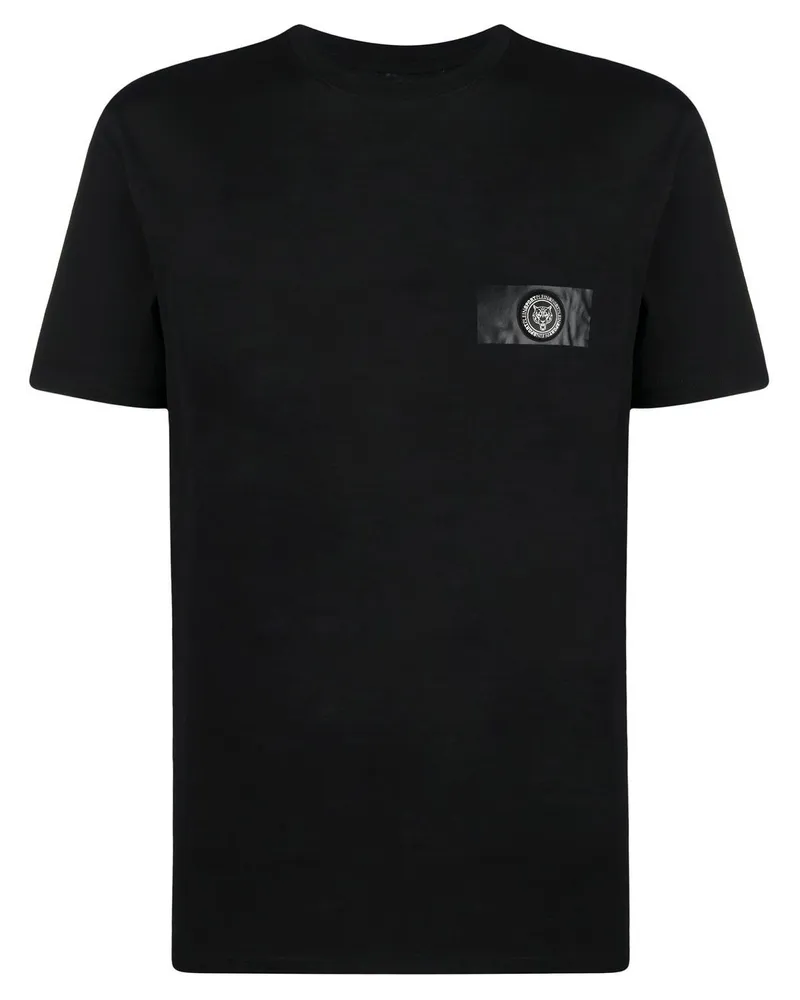 Philipp Plein T-Shirt mit Logo-Patch - Schwarz Schwarz