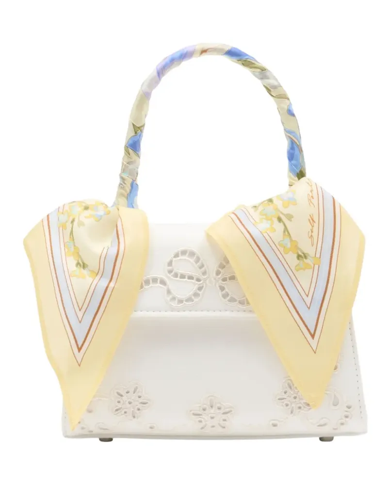 Self-Portrait floral-detail tote bag - Nude Nude