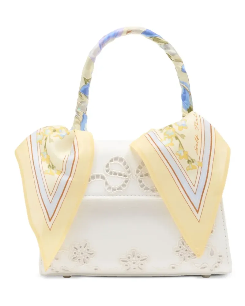 Self-Portrait floral-detail tote bag - Nude Nude