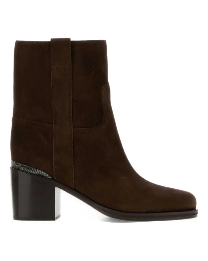 Brunello Cucinelli suede boots with monili - Braun Braun