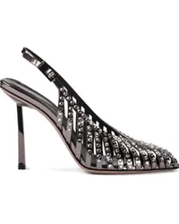 Le Silla Cage Pumps mit Kristallen Silber