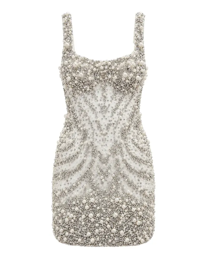 Philipp Plein tulle short evening dress pearls crystals - Weiß Weiß
