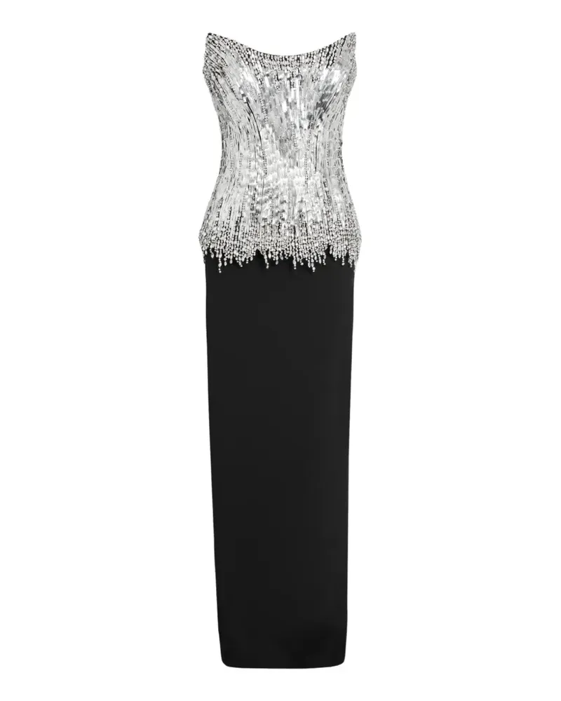 Safiyaa Regan crystal-embellished corset-style maxi dress - Schwarz Schwarz