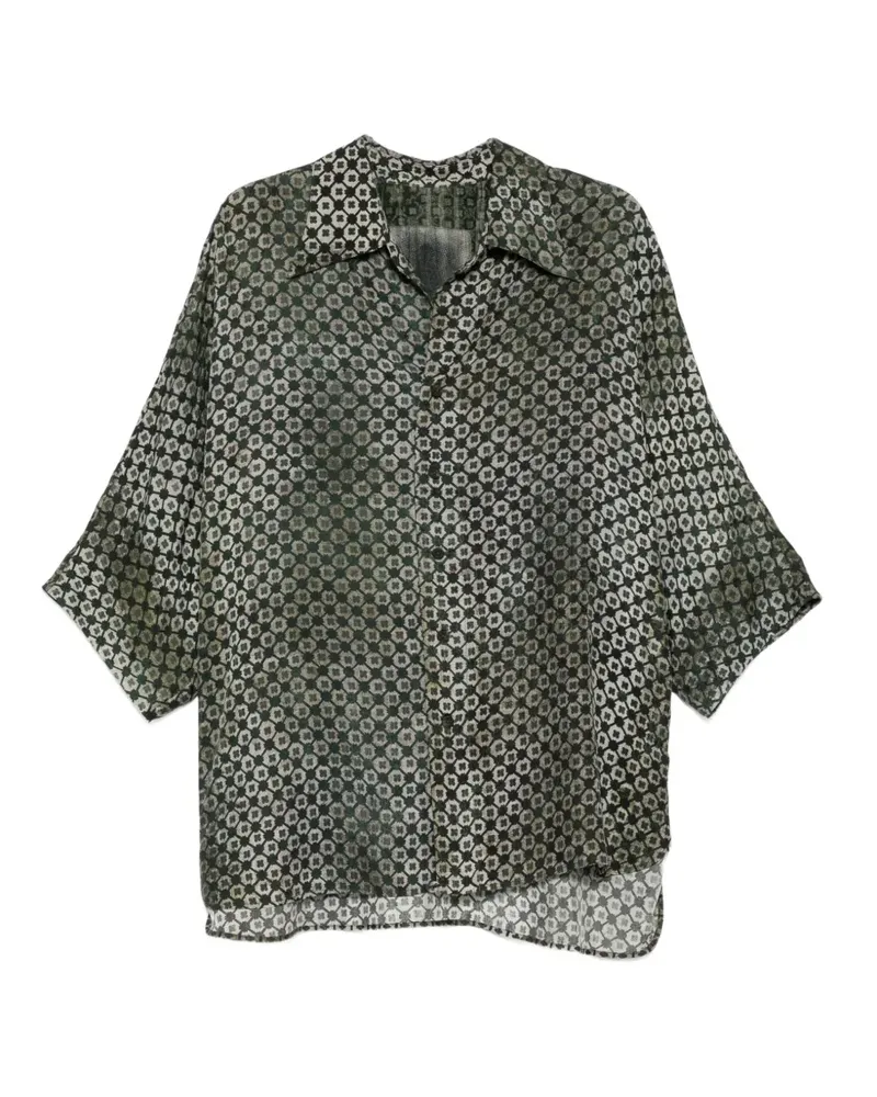 Ziggy Chen Hemd mit geometrischem Print - Grün Grün