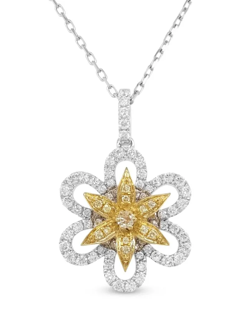 HYT Jewelry 18kt Gelb- und Weißgoldhalskette mit einem Diamanten - Silber Silber