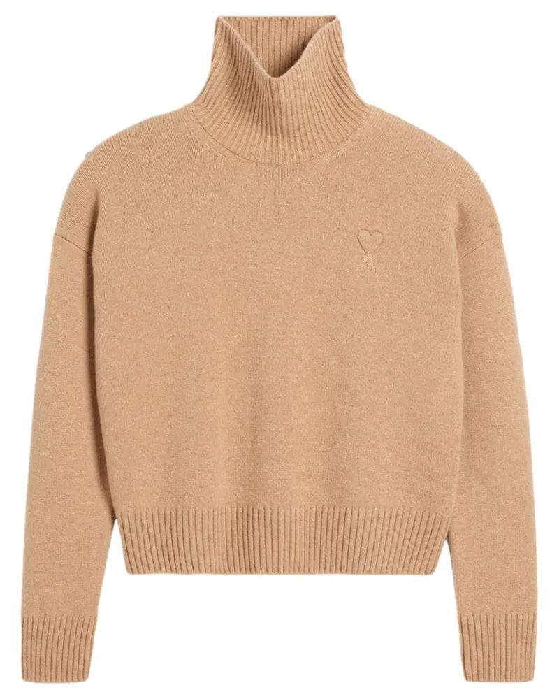 AMI Paris Ami de Coeur Rollkragenpullover mit Prägung - Nude Nude