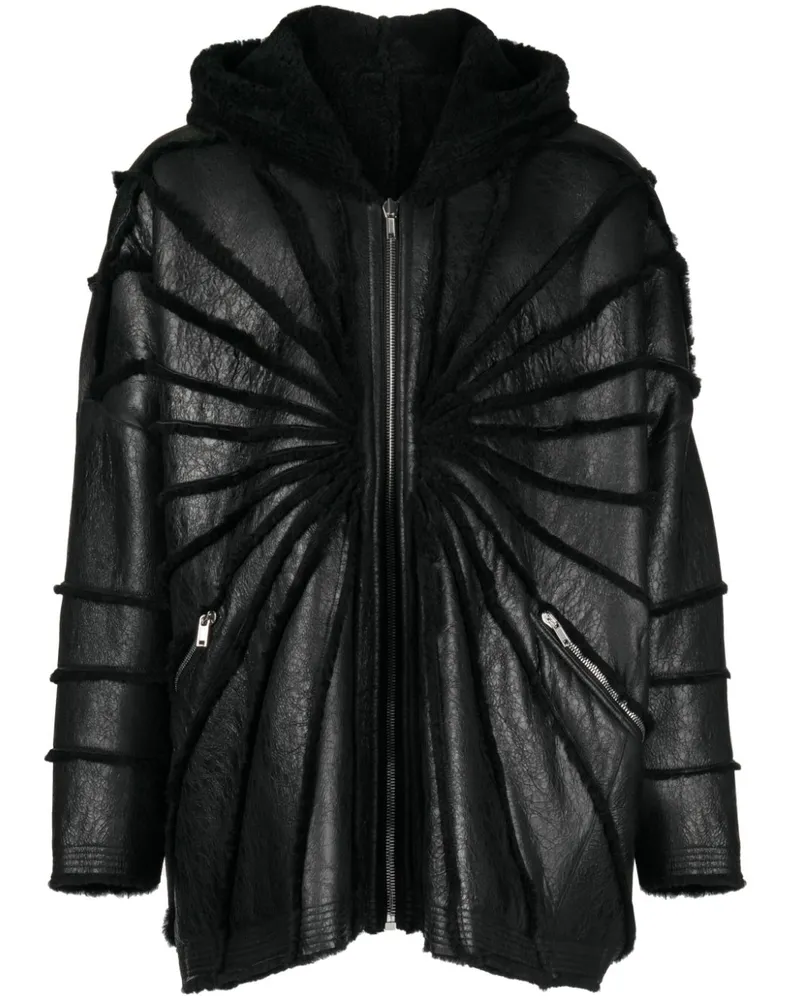 Rick Owens Jumbo Kapuzenjacke mit Shearling-Besatz - Schwarz Schwarz