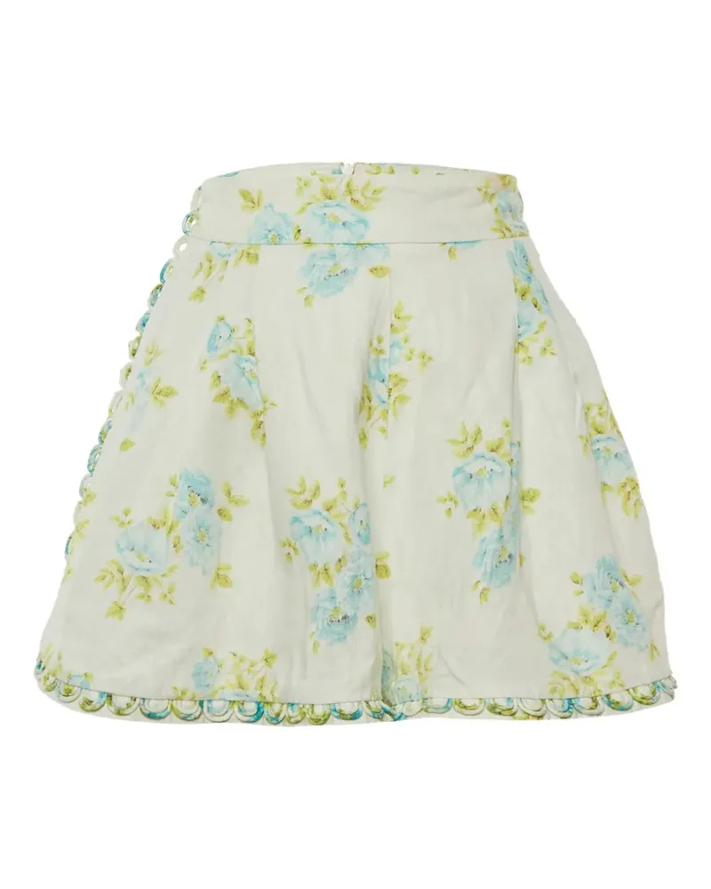 Zimmermann Whitewave Shorts mit Blumenprint - Weiß Weiß