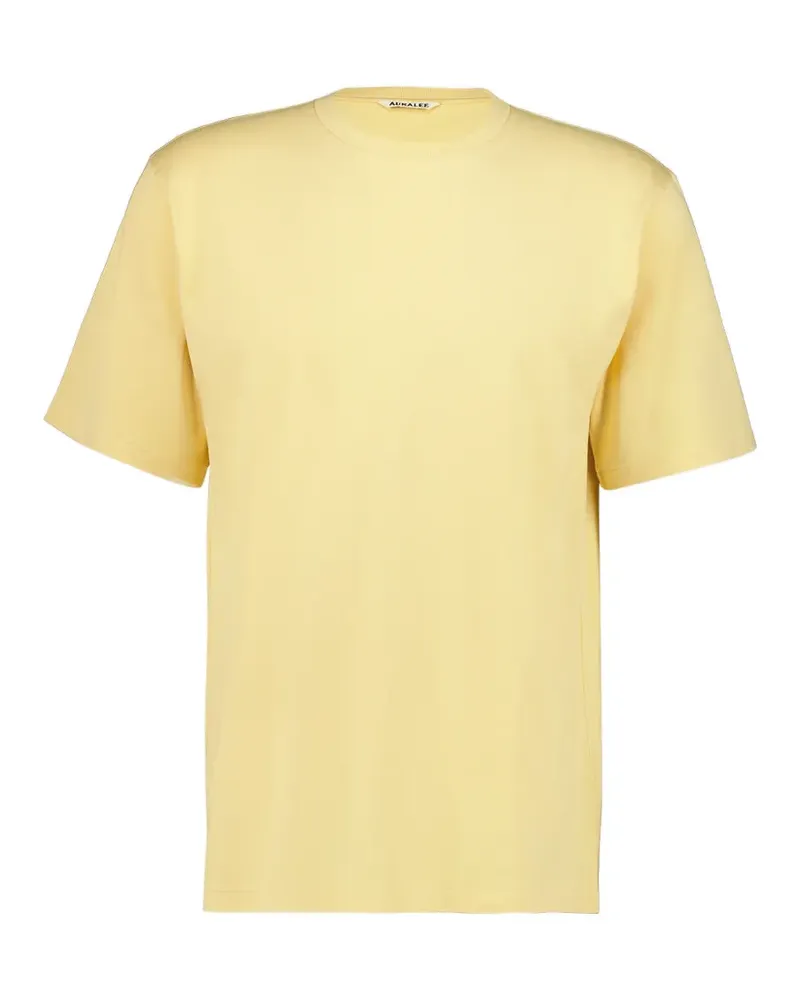 AURALEE T-Shirt mit Glanzflechtmuster - Gelb Gelb