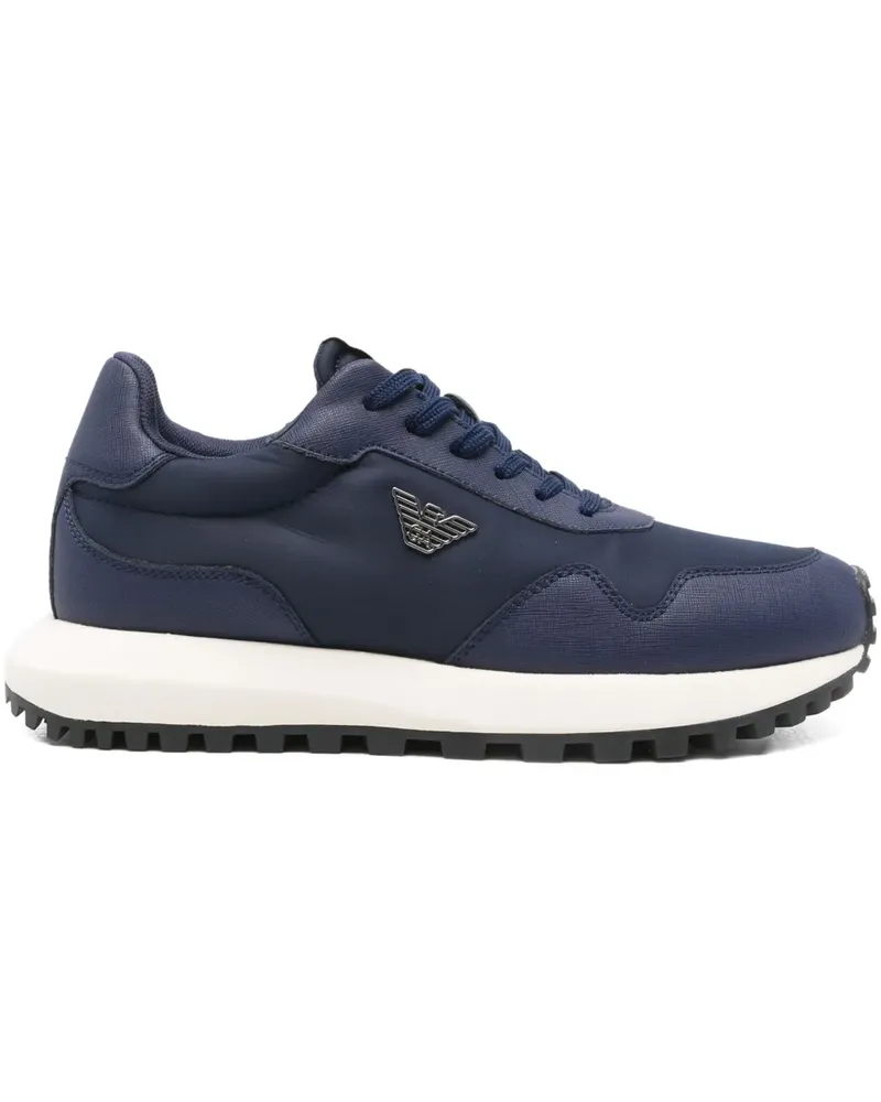 Emporio Armani Sneakers mit Logo-Schild - Blau Blau