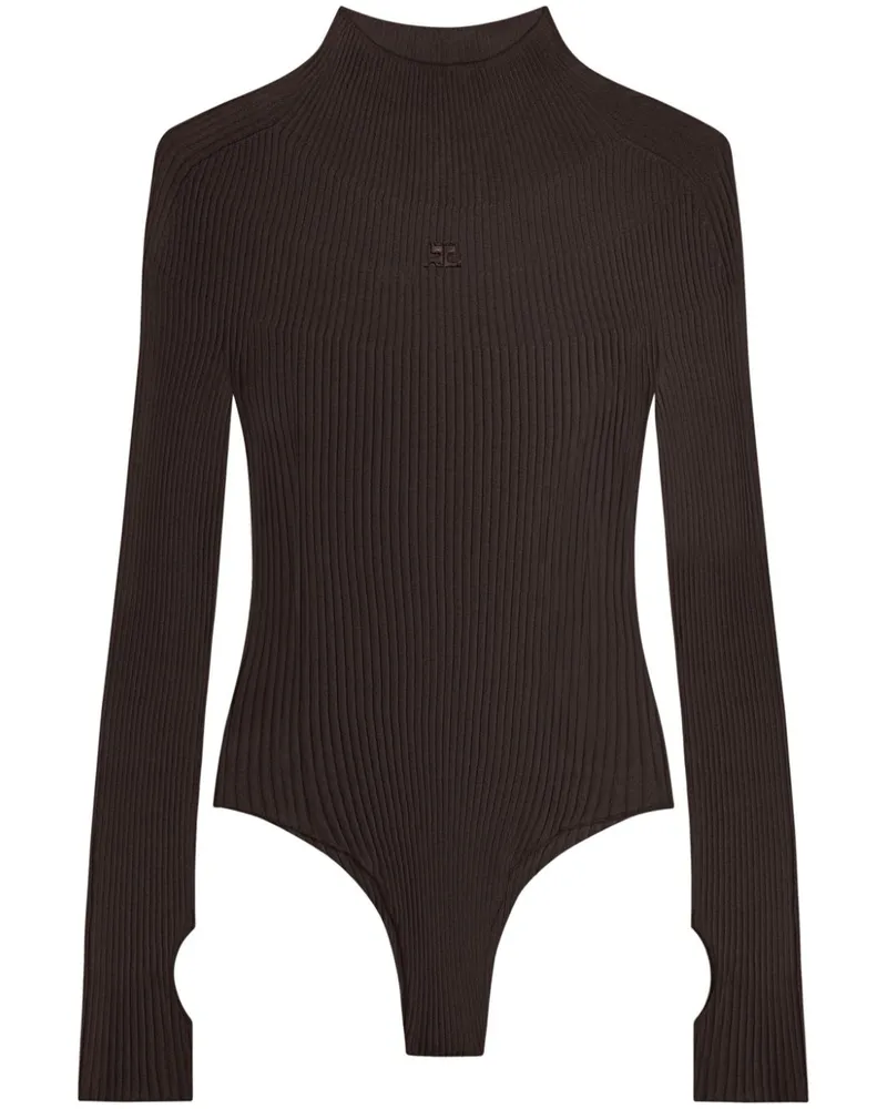 Courrèges Body mit Logo-Stickerei - Braun Braun