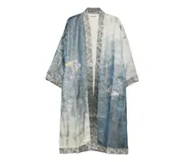 Kimono mit Blumen-Print - Blau