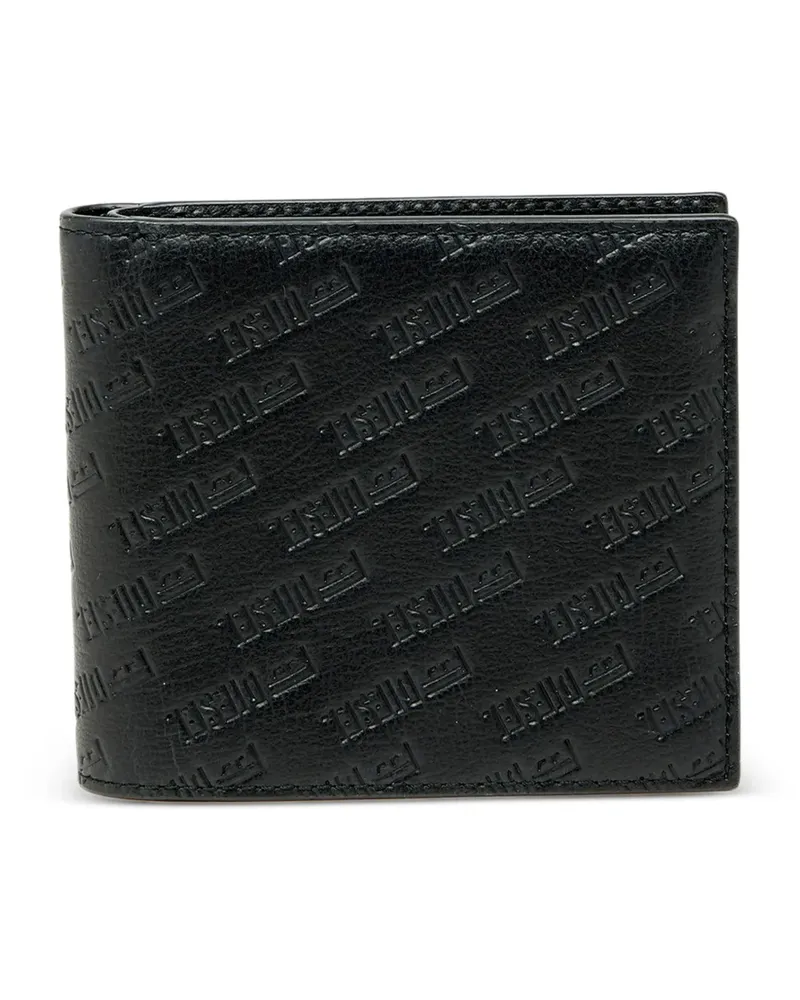 Diesel embossed logo bi-fold wallet - Schwarz Schwarz