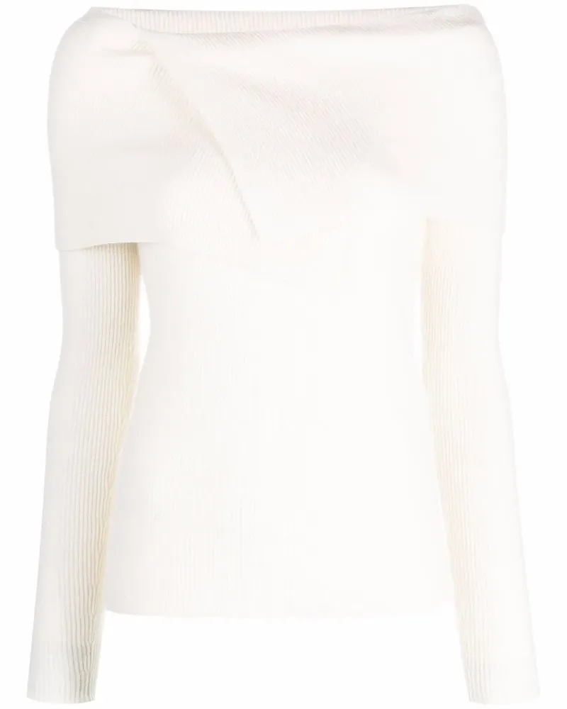 Max Mara Geripptes Strickoberteil - Weiß Weiß