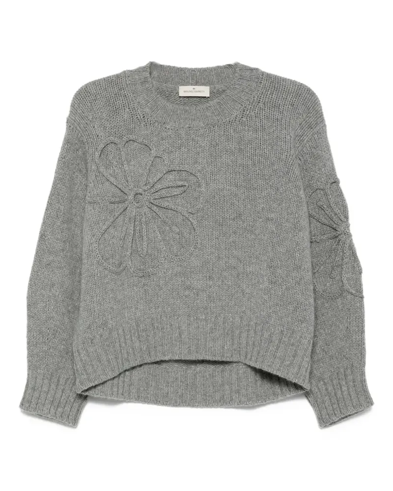 Bruno Manetti Kaschmirpullover mit Blumenstickerei - Grau Grau