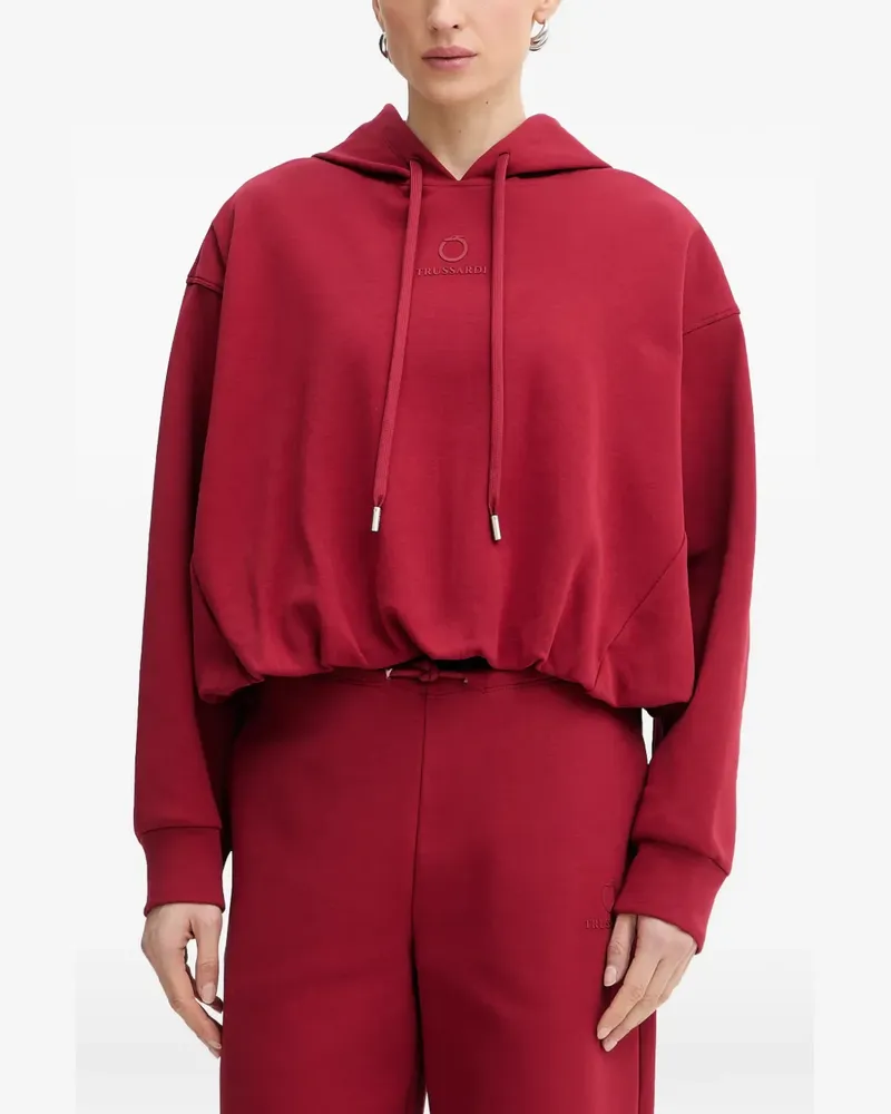 Trussardi logo-embroidered drawstring hoodie - Rot Rot