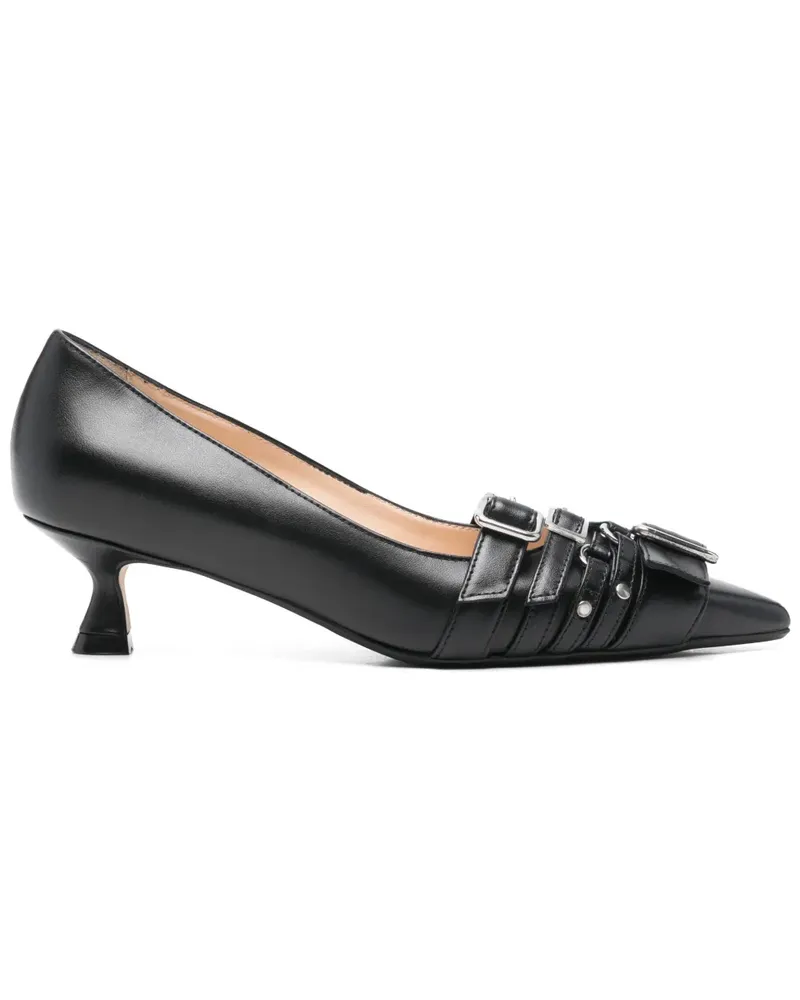 Anna F. Spitze Pumps mit Schnallenriemen 45mm - Schwarz Schwarz