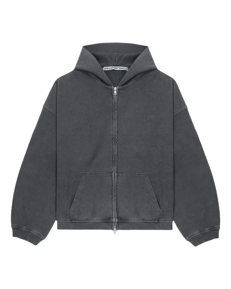 Alexander Wang Crystal Hotfix Oversized-Kapuzenjacke - Grau Grau