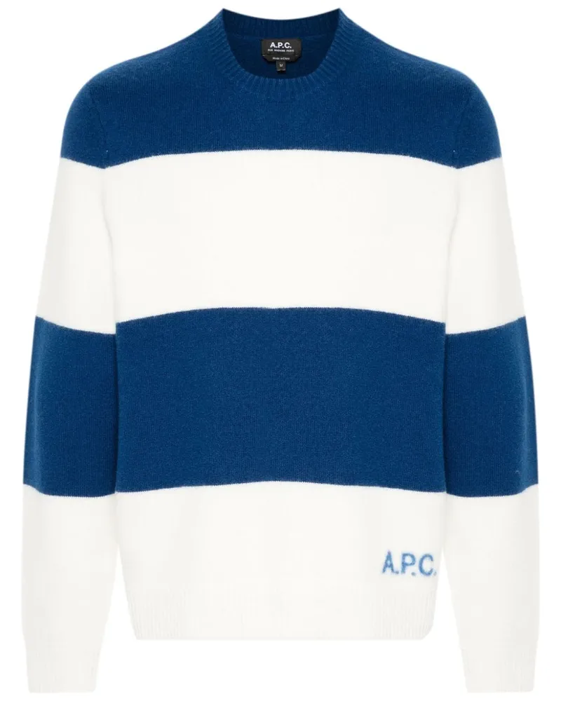 A.P.C. Gestreifter Pullover - Blau Blau