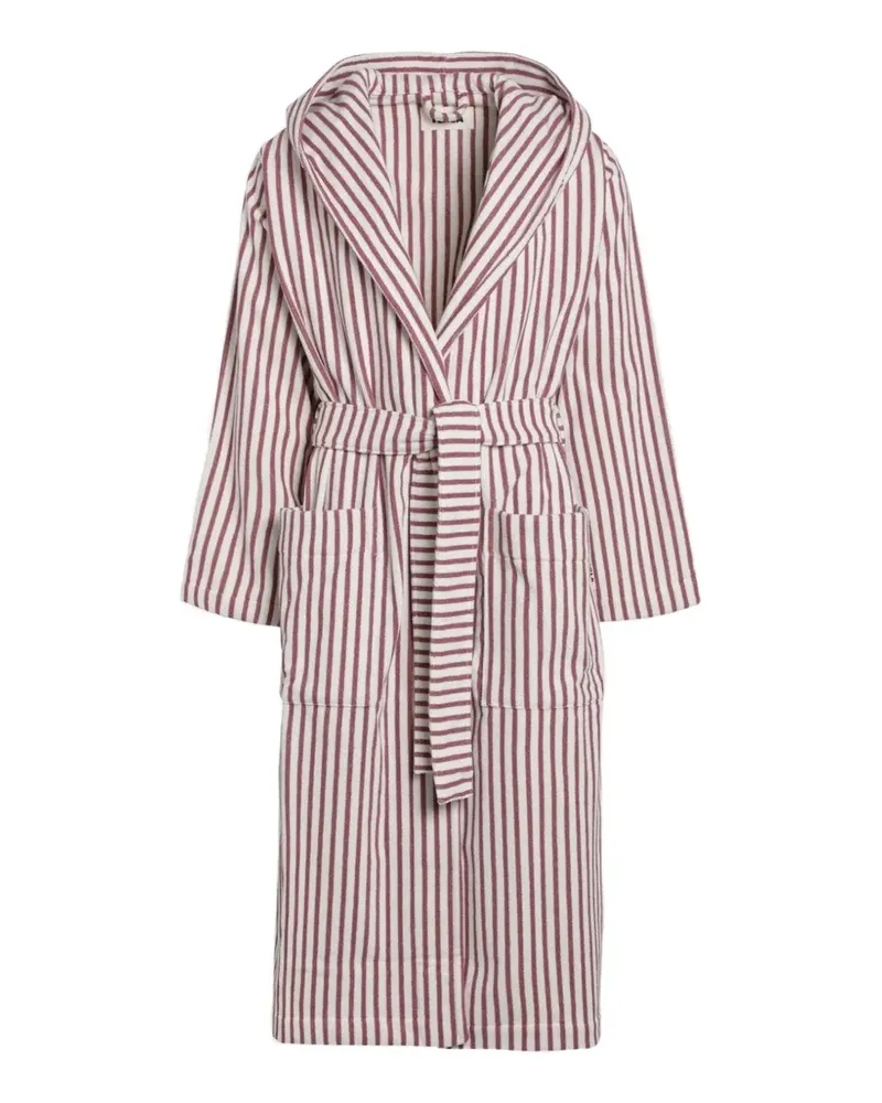 TEKLA Gestreiftes Abendkleid mit Kapuze - Rot Rot