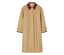 Mantel mit Lederbesatz - Braun