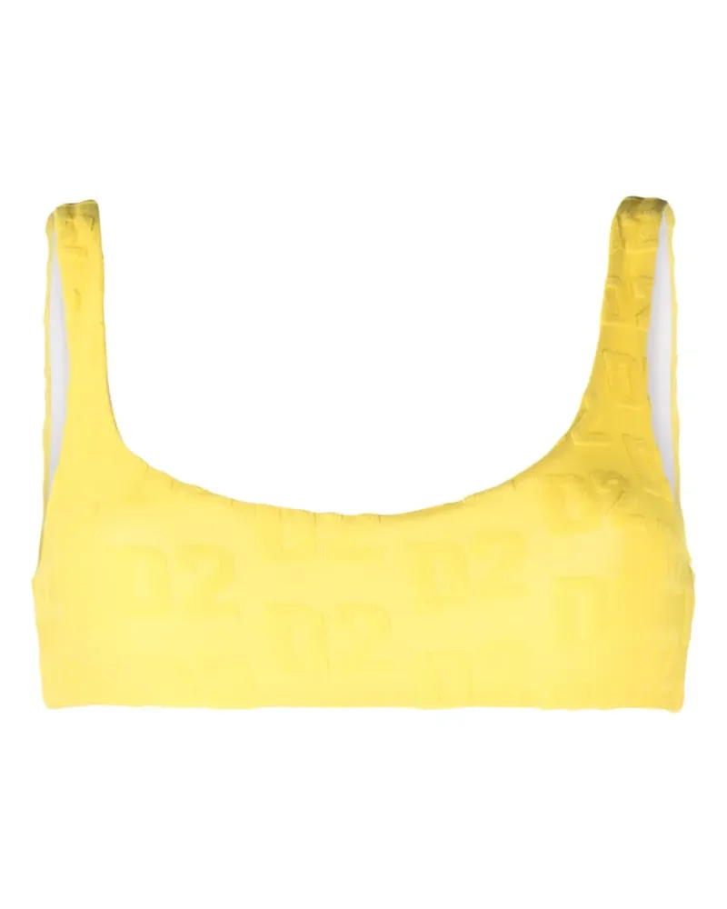 Dsquared2 Bikinioberteil mit geflocktem Logo - Gelb Gelb