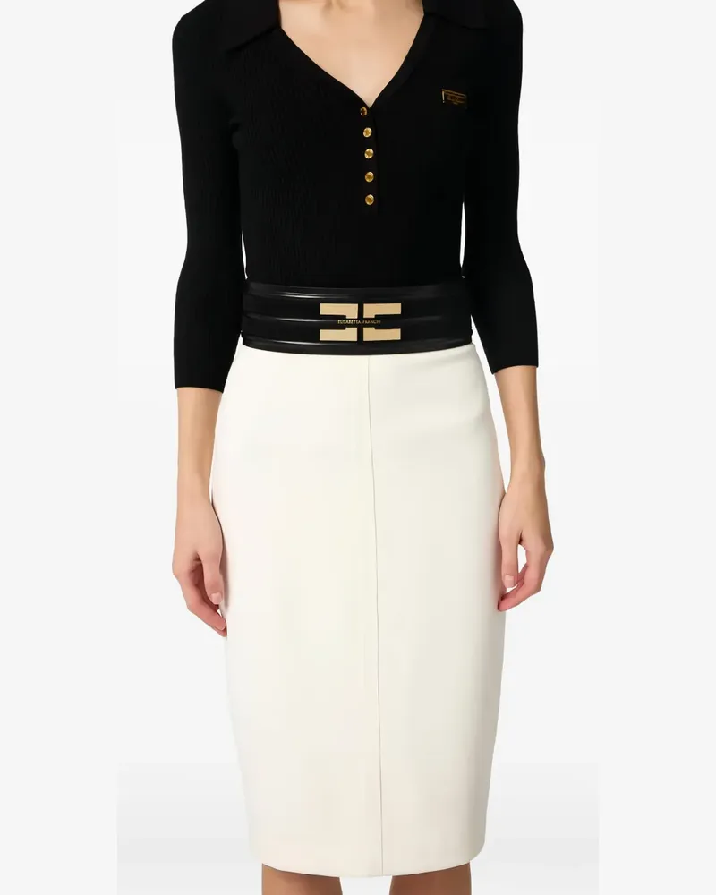 Elisabetta Franchi logo-plaque leather belt - Schwarz Schwarz