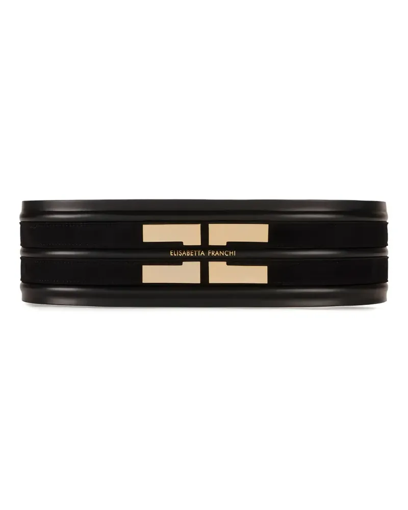 Elisabetta Franchi logo-plaque leather belt - Schwarz Schwarz