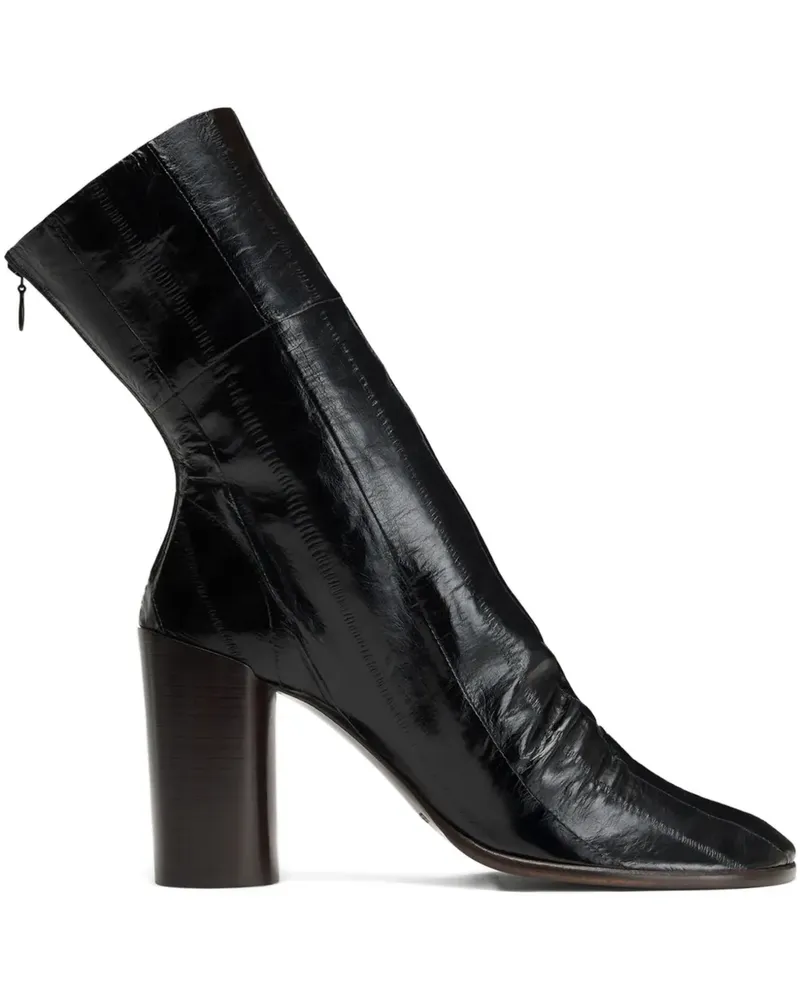 Christophe Lemaire Glove Eel Stiefel mit Blockabsatz 80mm - Schwarz Schwarz