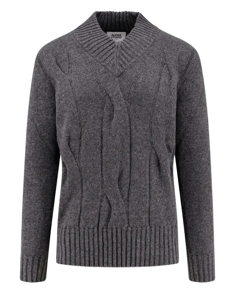 Alpha Industries Pullover mit Zopfmuster - Grau Grau