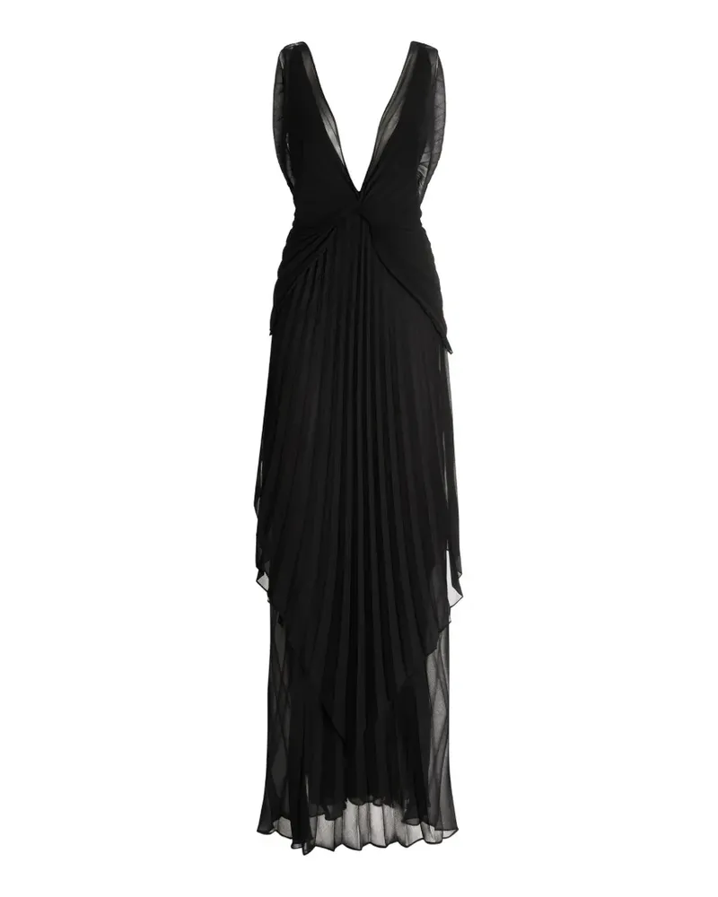 Genny pleated V-neck dress - Schwarz Schwarz