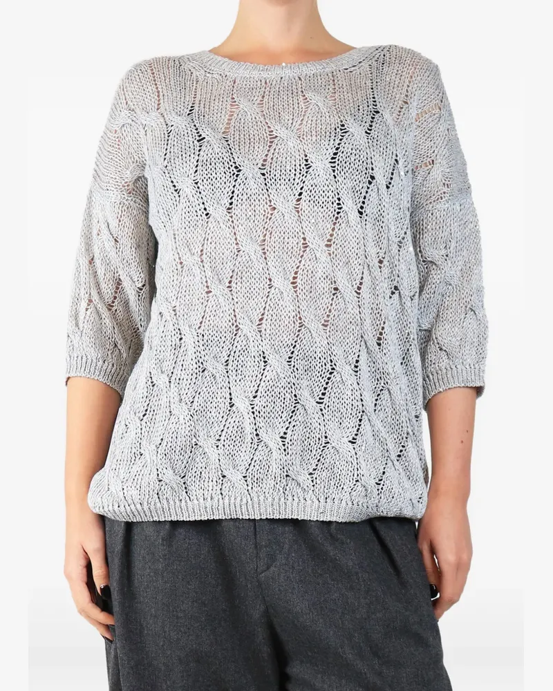 Gentry Portofino sequined cable-knit sweater - Grau Grau