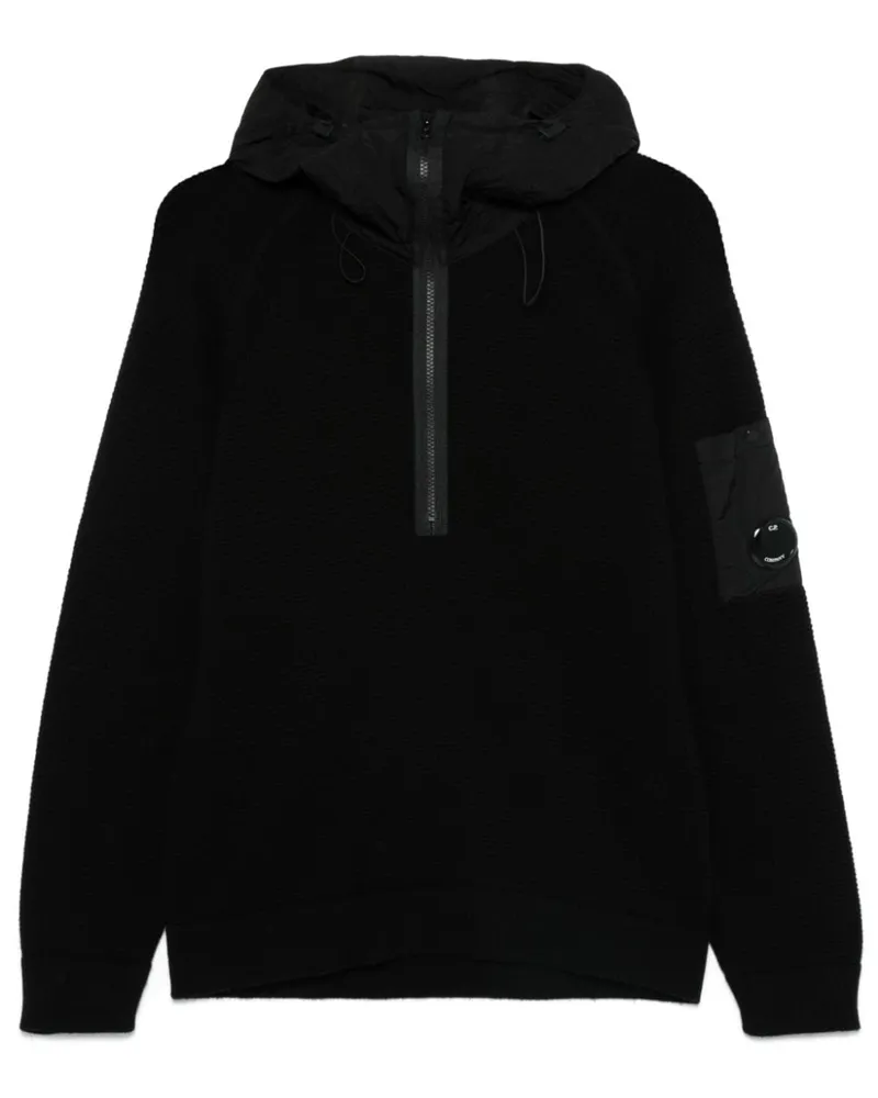 C.P. Company Gestrickter Hoodie mit Linsen-Detail - Schwarz Schwarz