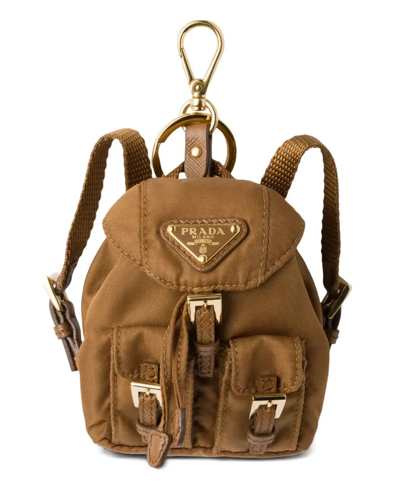 Prada Mini Icon Re-Nylon Taschenanhänger - Braun Braun