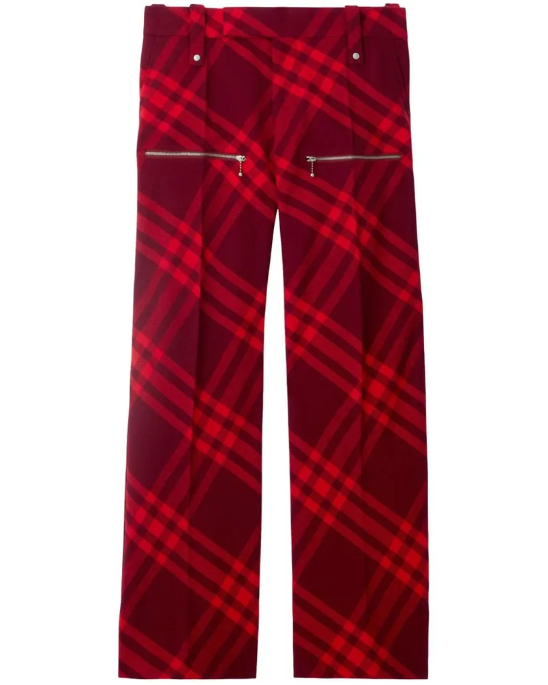 Burberry Karierte Wide-Leg-Hose - Rot Rot