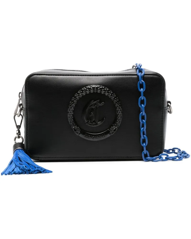 Just Cavalli Schultertasche mit Logo-Schild Schwarz