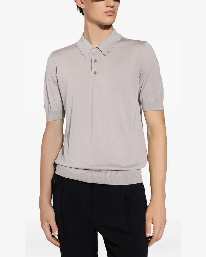 Dolce & Gabbana Fein gestricktes Poloshirt - Grau Grau