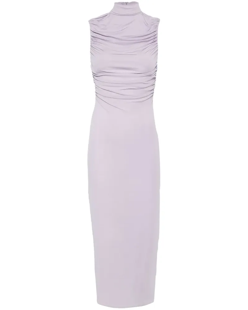 Magda Butrym Gerüschtes Midikleid mit Stehkragen - Violett Violett