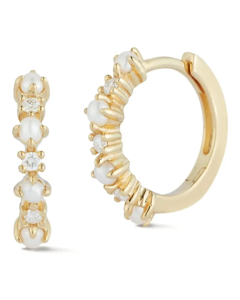 MATEO 14kt The Little Things Gelbgoldcreolen mit Diamant und Perle Gold